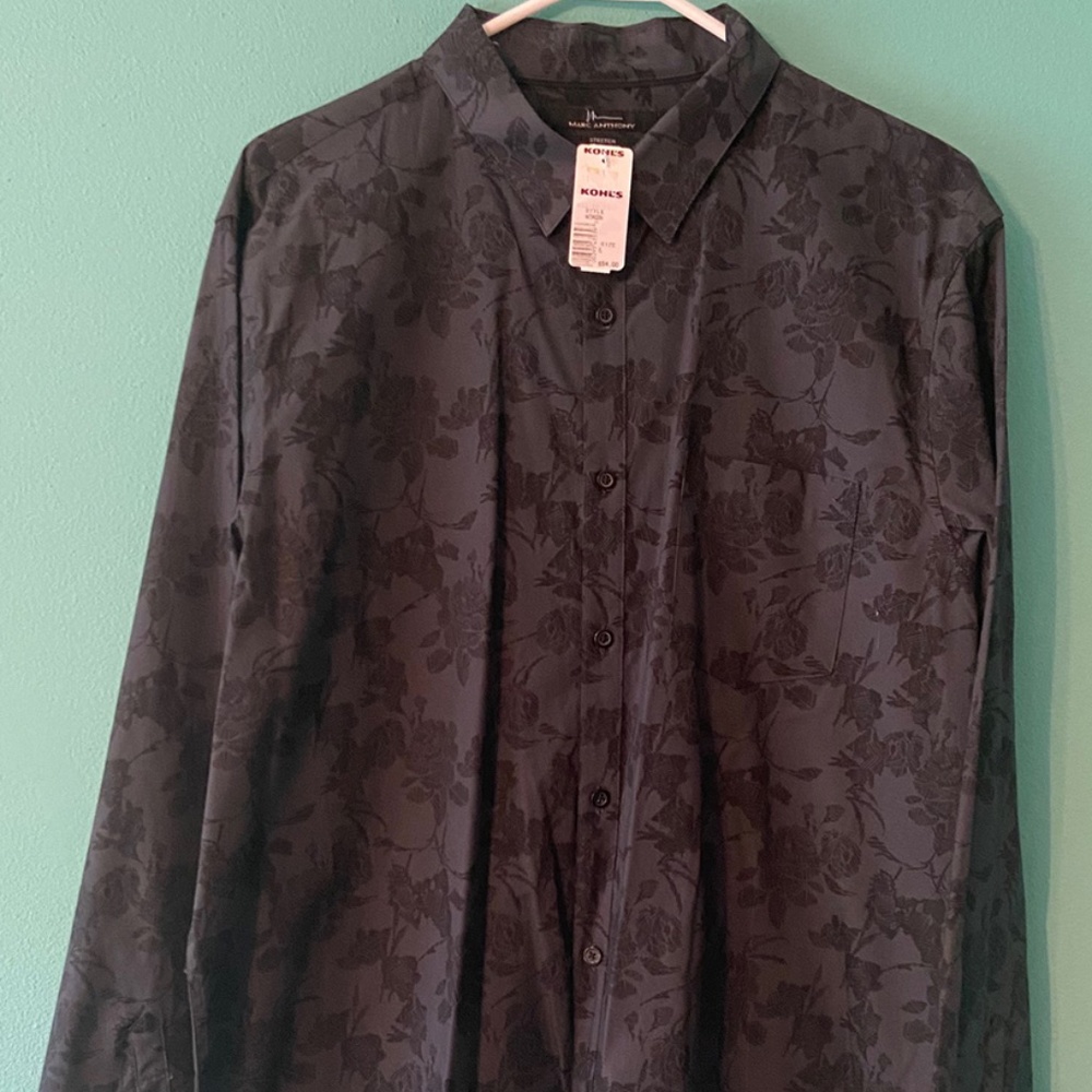 Marc Anthony Men's Floral Design Shirt in Black Adult Size XL NWT